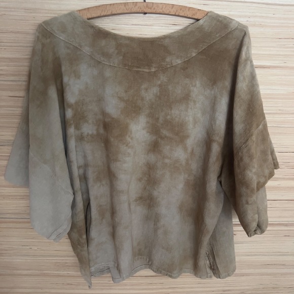 Oh My Gauze! boxy short sleeve top size 1 cotton ombre tan oversized minimalist‎ - Picture 7 of 8